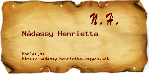 Nádassy Henrietta névjegykártya