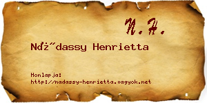 Nádassy Henrietta névjegykártya